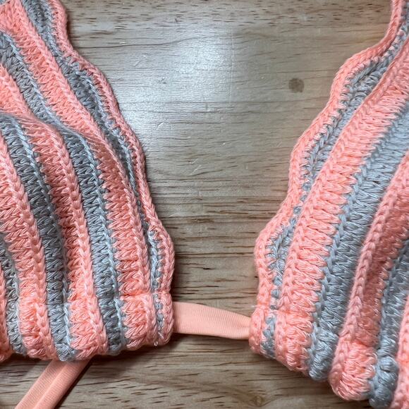 Wild Fable Women's Peach Crochet Triangle Bikini Top - Size XXS - NWT - Picture 3 of 7
